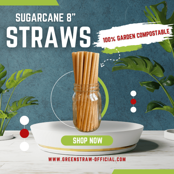 00198715037890 GreenStraw Sugarcane Straws – 8 inch Bulk pack of 5000