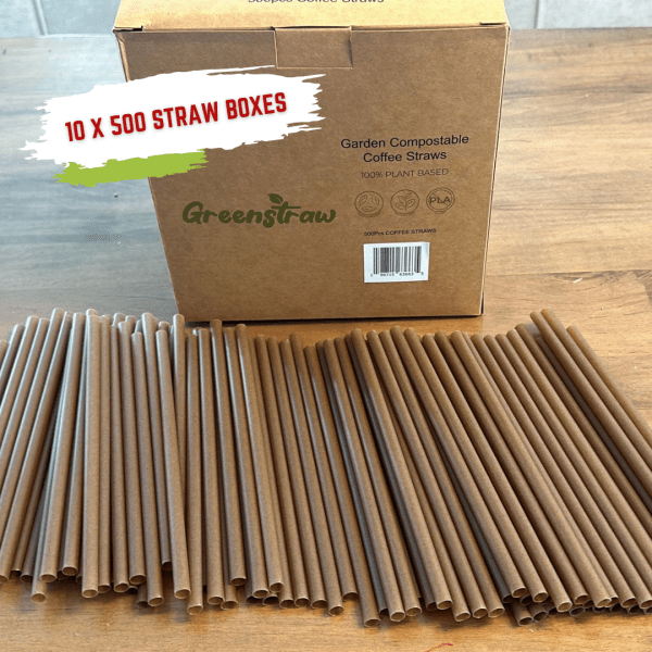 8" Coffee straws spread over a table